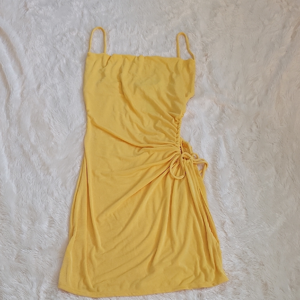 Fashion Nova Yellow Spaghetti Strap Slip Mini Dress